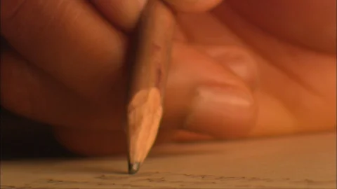 Tabletop writing a letter at night by lantern, oil, candle light. Stock Footage 91388977
