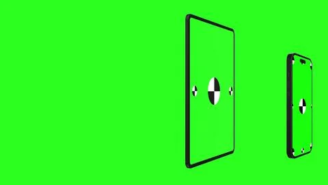 TabletPC computer, smartphone with green screens. 3D animation for presentati Foto stock