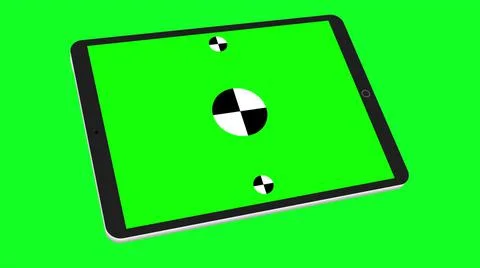 TabletPC with green screen, computer generated on green background. Touchscreen Illustrazione stock