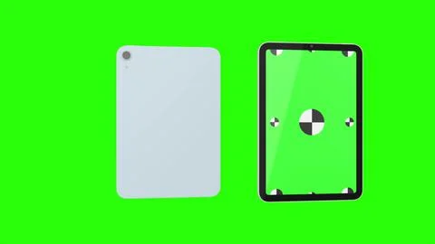 TabletPC with green screen, computer generated on green background. Touchscreen Stock Illustration