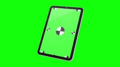 TabletPC with green screen, computer generated on green background. Touchscreen Stock Illustration