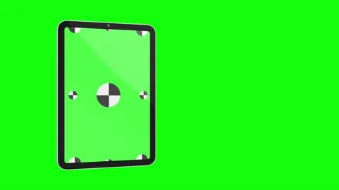 TabletPC with green screen, computer generated on green background. Touchscreen Illustrazione stock
