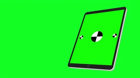 TabletPC turns on on green background. Easy customizable green screen. Computer Illustrazione stock