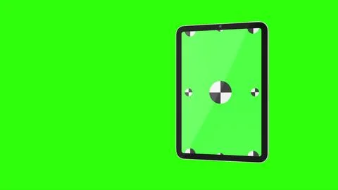 TabletPC turns on on green background. Easy customizable green screen. Computer 스톡 일러스트