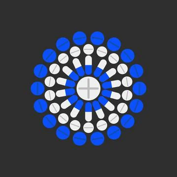 Tablets, and Capsules conceptual Mandala vector illustration Stock-Illustration