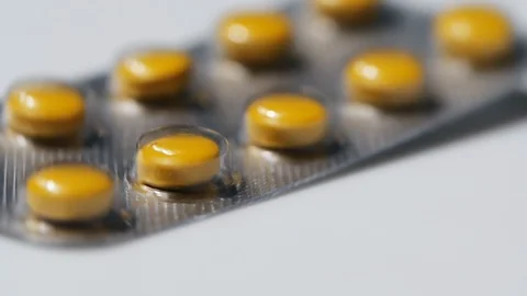 Tablets and pills packed falling in slow motion Stock-Footage 113593861