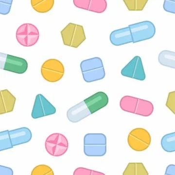 Tablets and pills seamless pattern Stock Illustration