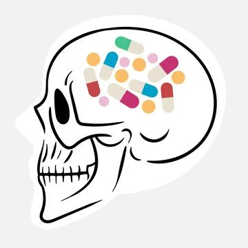Tablets biologically active additives, skull, pill Stock Illustration