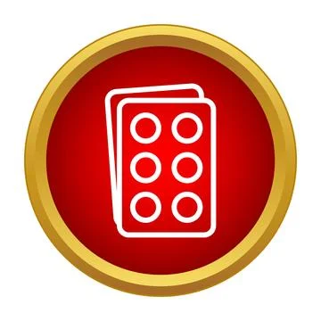 Tablets blister pack in red circle button icon Stock Illustration