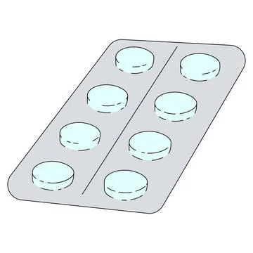 Tablets in a blister pack. Vector illustration in cartoon style Ilustración de archivo