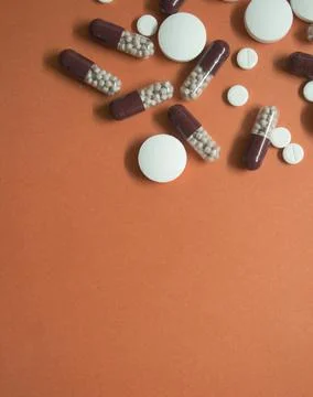 Tablets, capsules are on the table Stock Photos