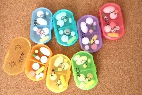 Tablets in container Stock Photos
