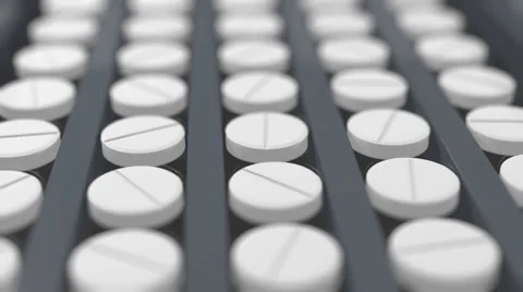 Tablets on a conveyor line Stock Footage 60699499