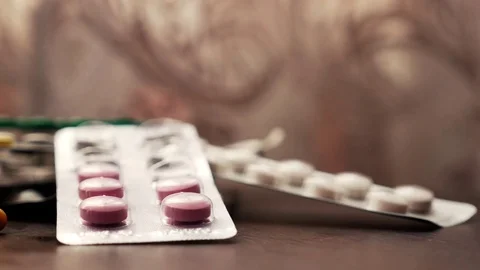 Tablets from the disease.Medicine Stock Footage 80125949