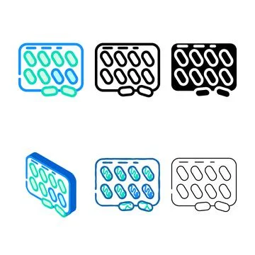 Tablets drug package color multipack icon vector Stock Illustration