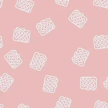 Tablets drug package line vector seamless pattern Stock Illustration