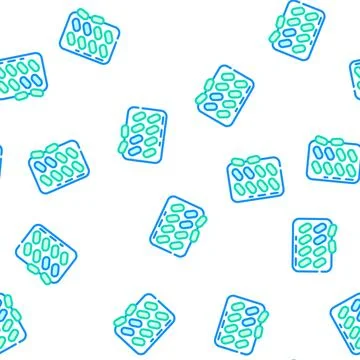 Tablets drug package vector seamless pattern Stock Illustration