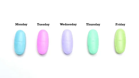 Tablets on each day of the week Stock-Footage 74311265