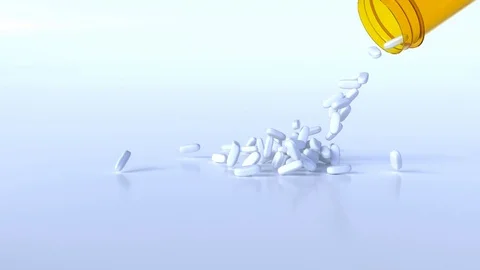 Tablets falling from bottle in slow motion 4K Stock-Footage 94802202