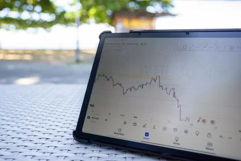 Tablets for foreign exchange trading Foto stock