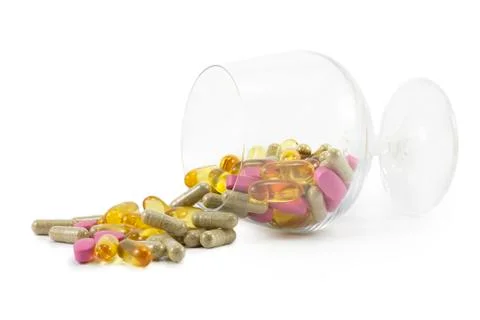 Tablets in a glass Stock Photos