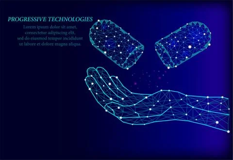 Tablets in the hands of man. Treatment with tablets. The effect of tablets on Stock Illustration