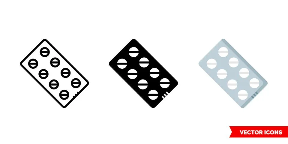 Tablets icon of 3 types. Isolated vector sign symbol. Stock Illustration