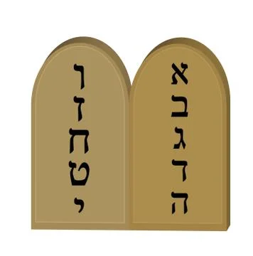 Tablets Jewish from 10 commandments icon, flat, cartoon style. Jewish religious Stock Illustration
