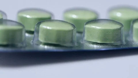 Tablets of medical pills packed falling in slow motion Stock-Footage 113593867