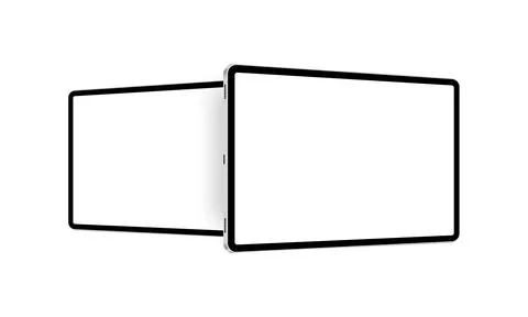 Tablets Mockups with Blank Horizontal Screens, Side Perspective View Stock Illustration