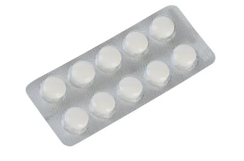 Tablets in packing isolated on white Stock Photos