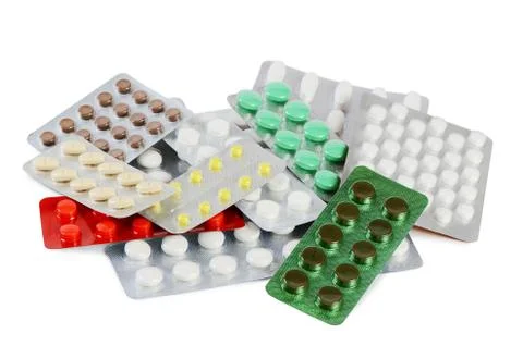 Tablets in packing isolated on white Stock Photos