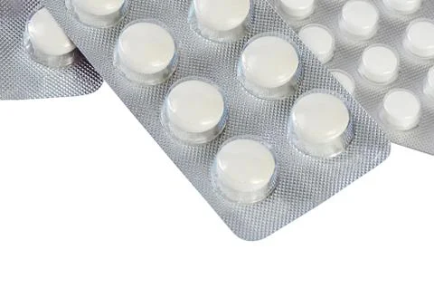 Tablets in packing isolated on white Stock Photos