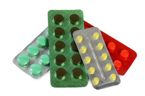 Tablets in packing isolated on white Stock Photos