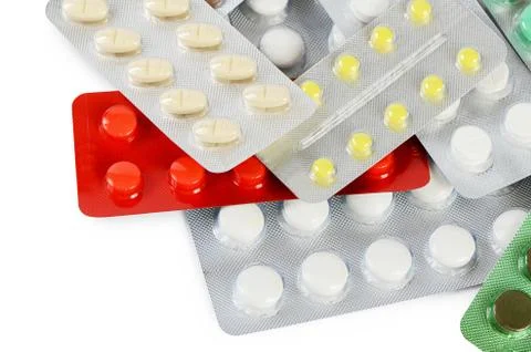 Tablets in packing isolated on white Stock Photos
