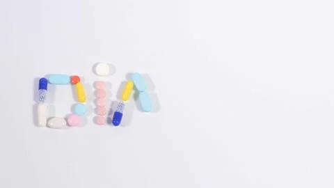 Tablets, pills and capsules make word diet Stock Footage 237497595