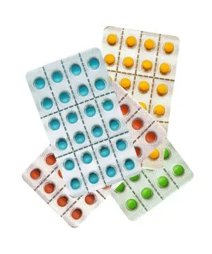 Tablets pills isolated on white Foto stock