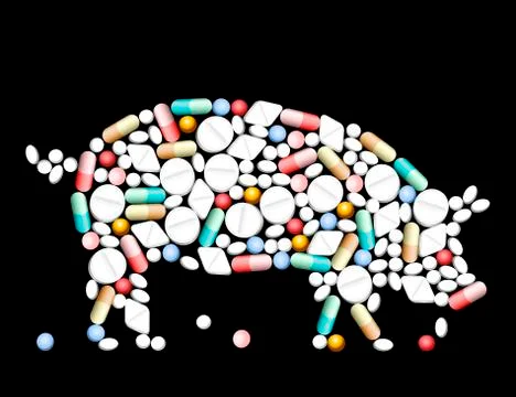 Tablets Pills Pig Stock Illustration