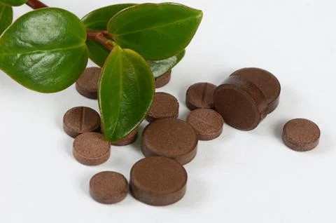 Tablets with a plant close up Stock Photos