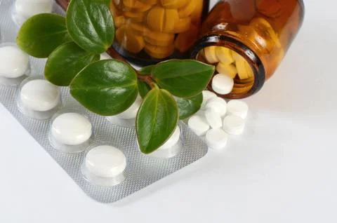 Tablets with a plant close up Stock Photos
