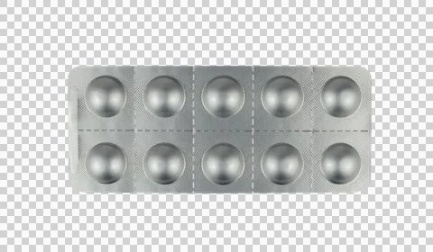 Tablets in a silver blister package isolated from background Stock Illustration