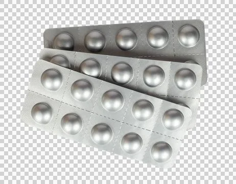 Tablets in silver blister packages isolated from background Stock Illustration