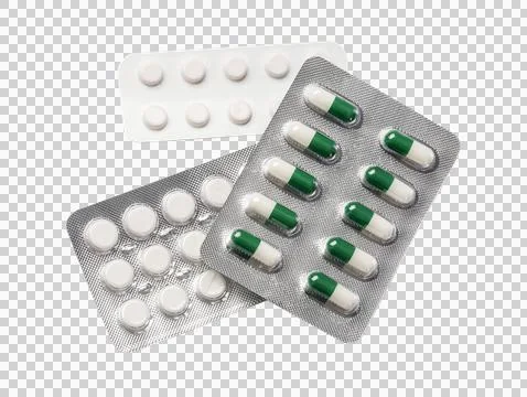 Tablets in strip isolated on white Stock Photos