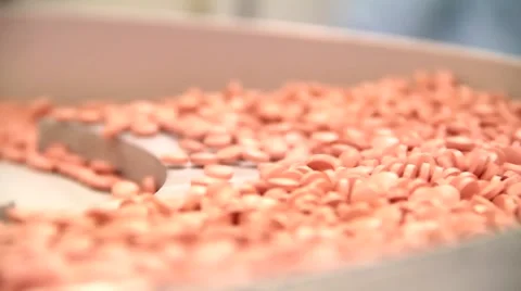 Tablett pills sorting and packaging conveyor at works with original sound Stock Footage 50012963