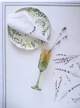 Tableware and decorations for serving a festive table Stock Photos