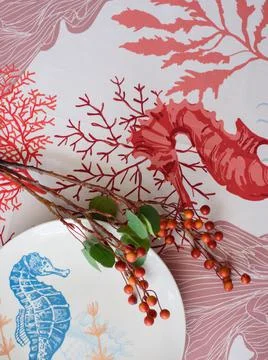 Tableware and decorations for serving a festive table Stock Photos