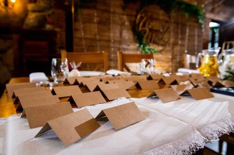 Tableware and table decorations at celebrations Foto stock