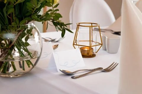 Tableware and table decorations at celebrations Foto stock
