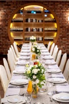 Tableware and table decorations at celebrations Stock Photos