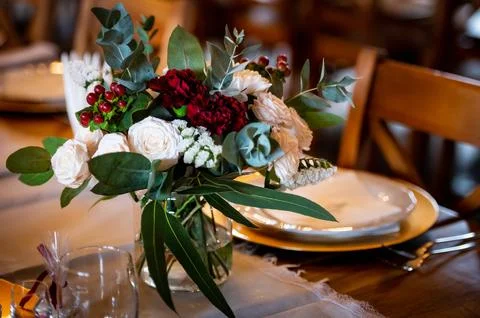 Tableware and table decorations at celebrations Stock Photos